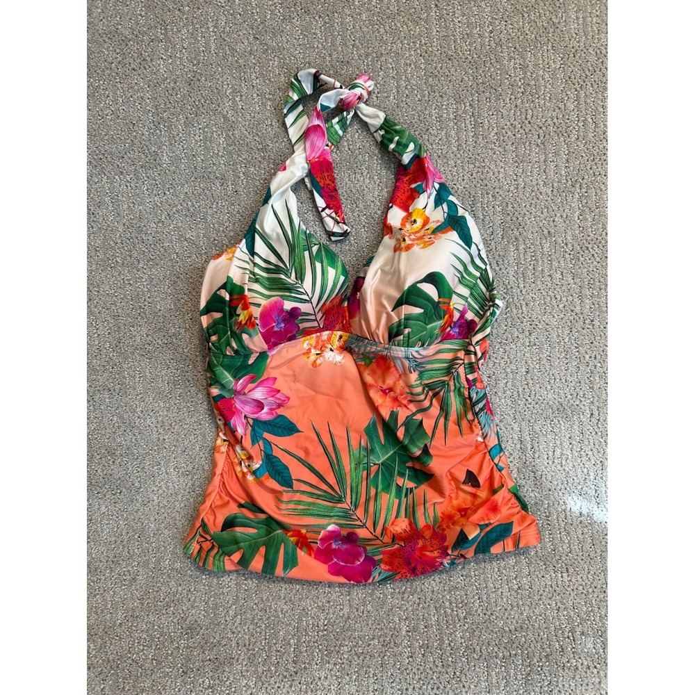 La Blanca Halter Tankini Top Tropical Floral Swimsuit Bird Paradise size 6 - Picture 2 of 4